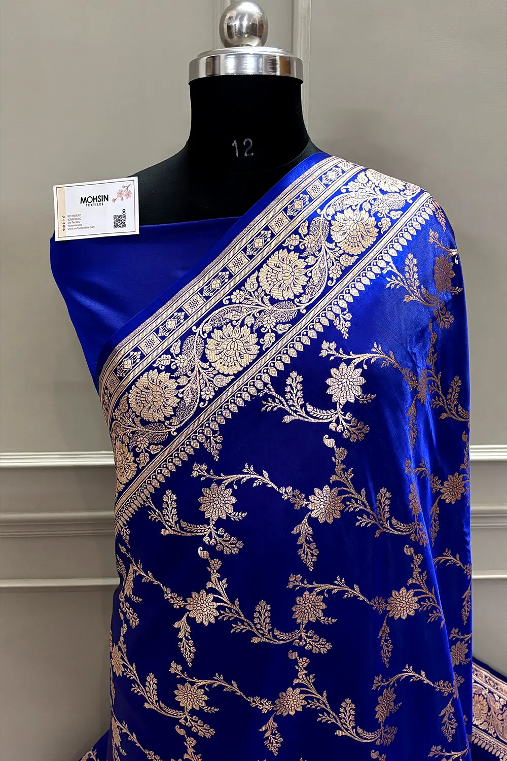 Blue Zari Katan Satin Silk Banarasi Saree