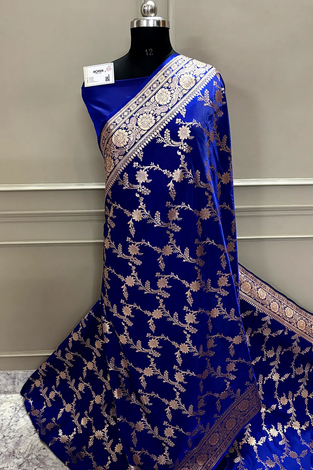 Blue Zari Katan Satin Silk Banarasi Saree