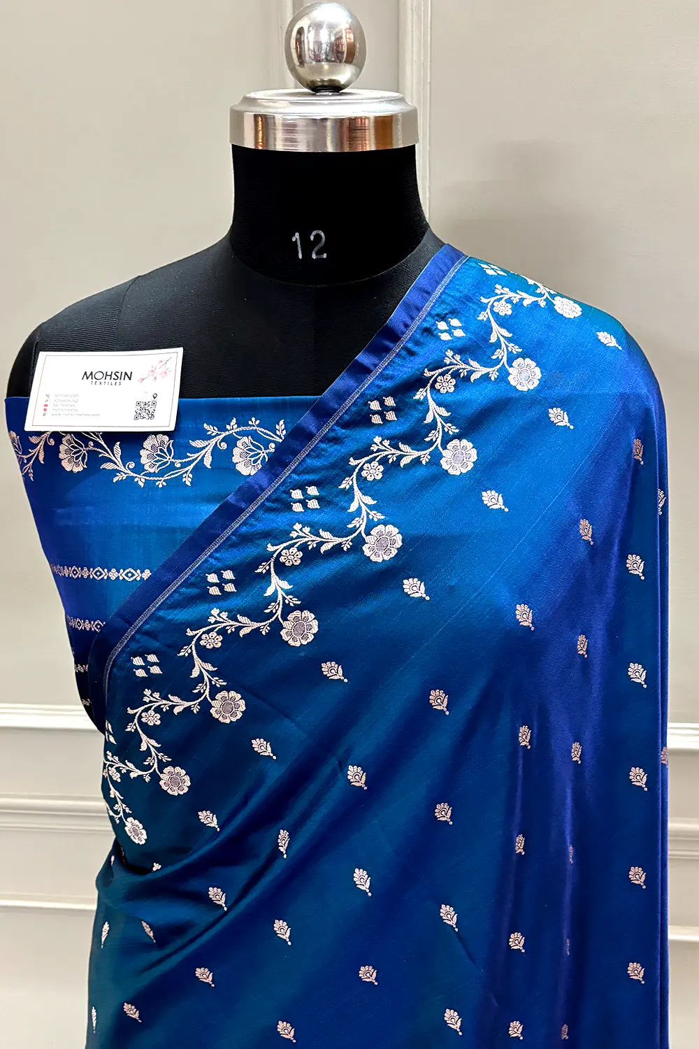 Blue Zari Katan Mashru Silk Banarasi Saree