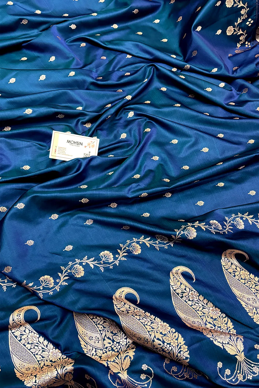Blue Zari Katan Mashru Silk Banarasi Saree