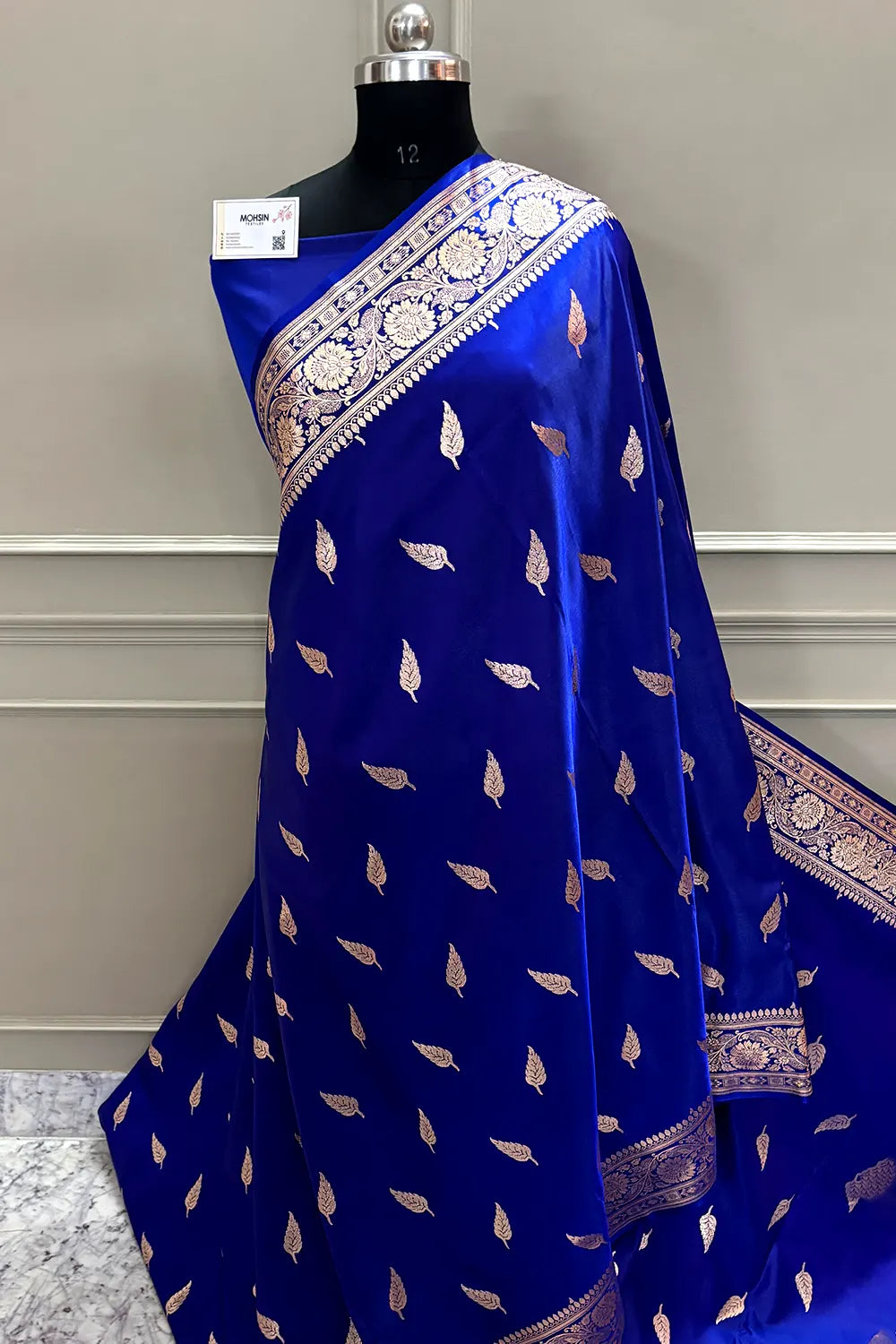 Blue Zari Satin Silk Banarasi Saree