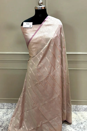 Blush Beige Zari Katan Silk Banarasi Saree