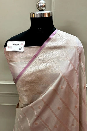 Blush Beige Zari Katan Silk Banarasi Saree
