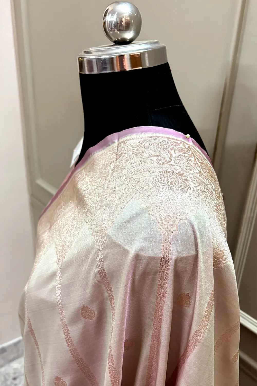 Blush Beige Zari Katan Silk Banarasi Saree