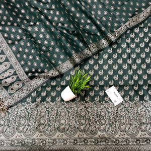 Bottle Green Angoori Kalli Cotton Silk Banarasi Suit