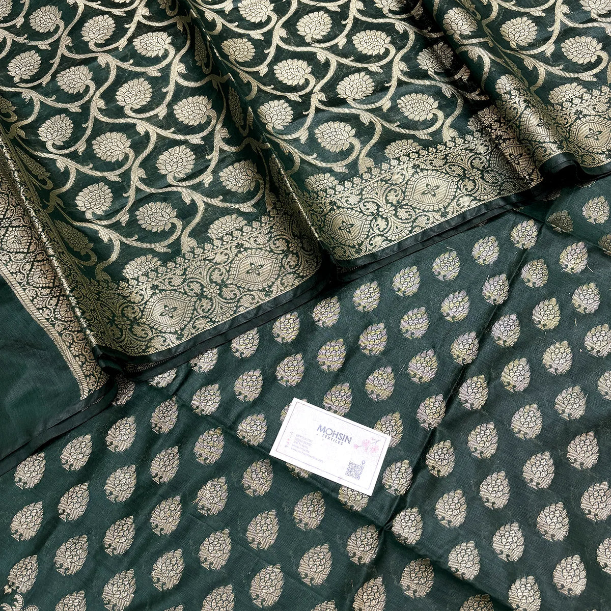 Bottle Green Kashi Sunrise Banarasi Silk Suit