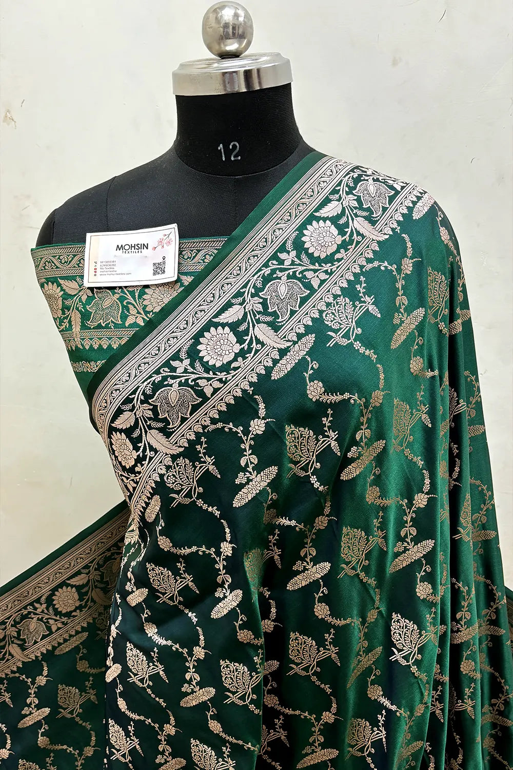 Bottle Green Masakali Katan Silk Banarasi Saree