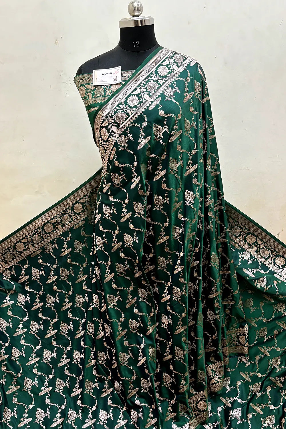 Bottle Green Masakali Katan Silk Banarasi Saree