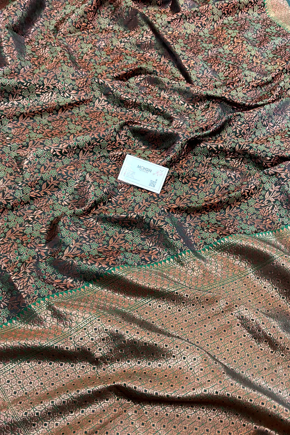 Bottle Green Pashmina Banarasi Silk Saree