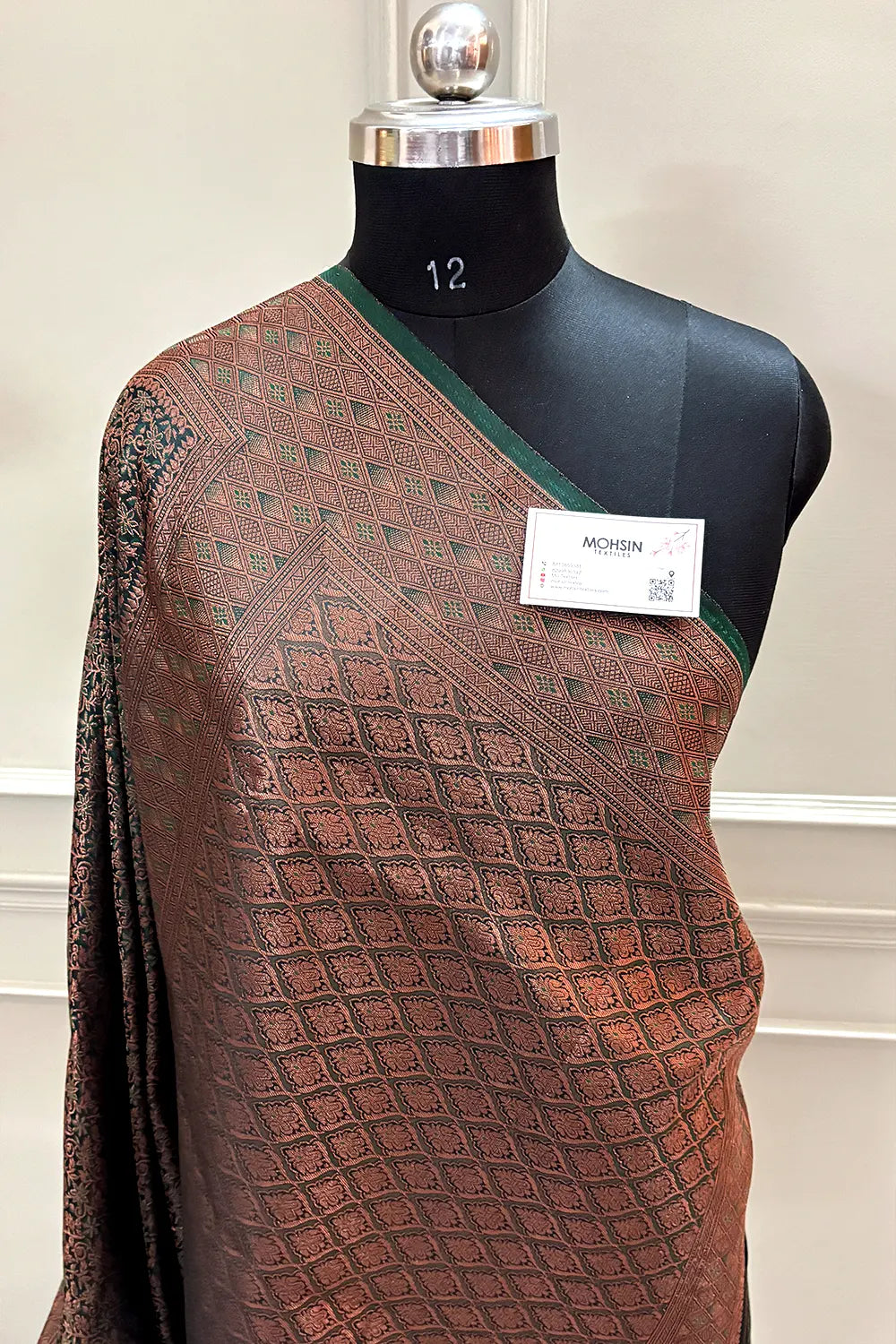 Bottle Green Pashmina Banarasi Silk Saree