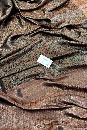 Bottle Green Pashmina Banarasi Silk Saree