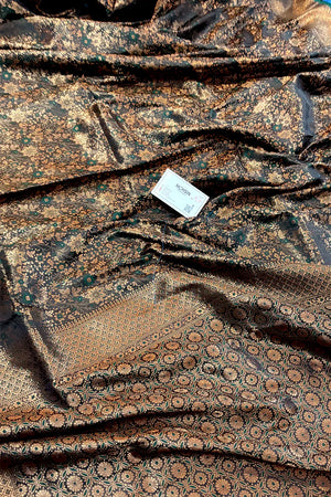 Bottle Green Pashmina Banarasi Silk Saree