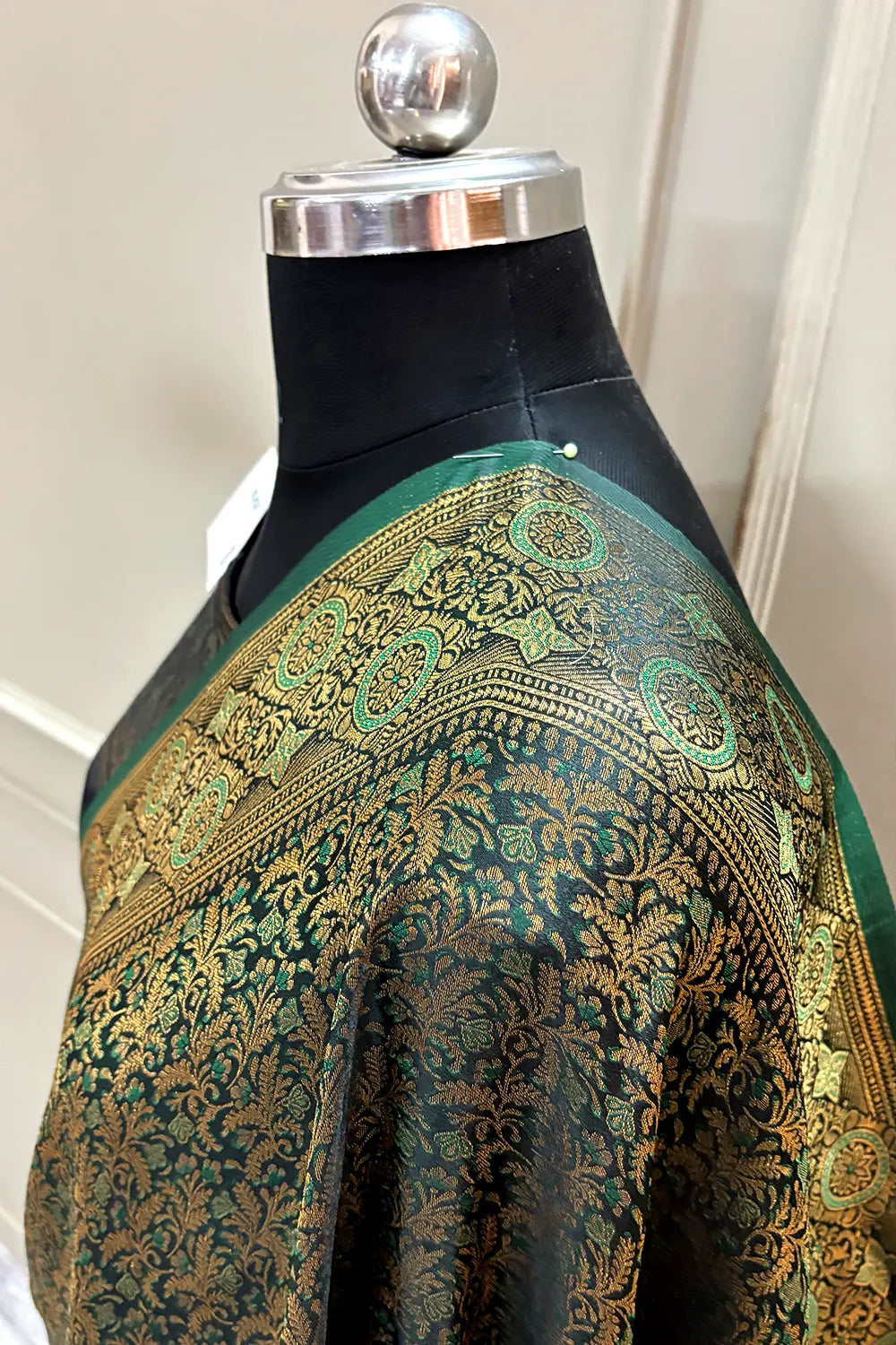 Bottle Green Pashmina Banarasi Silk Saree