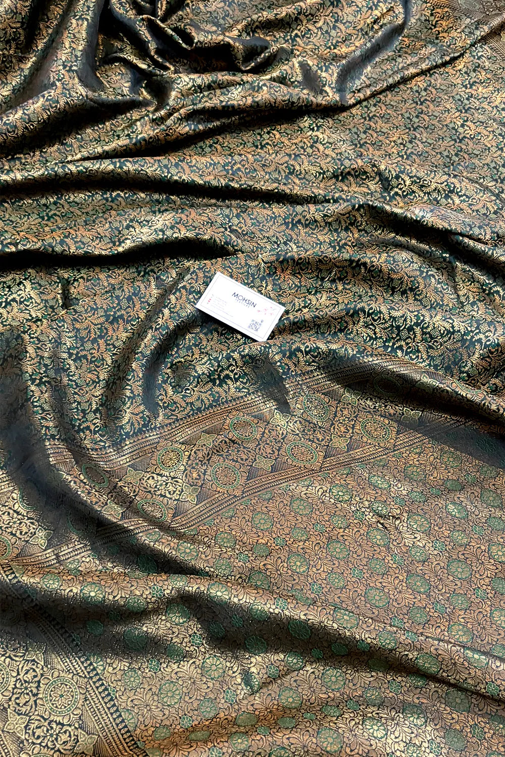 Bottle Green Pashmina Banarasi Silk Saree