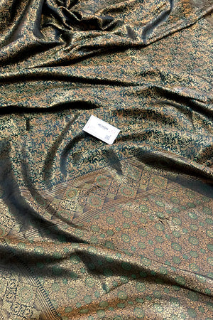 Bottle Green Pashmina Banarasi Silk Saree