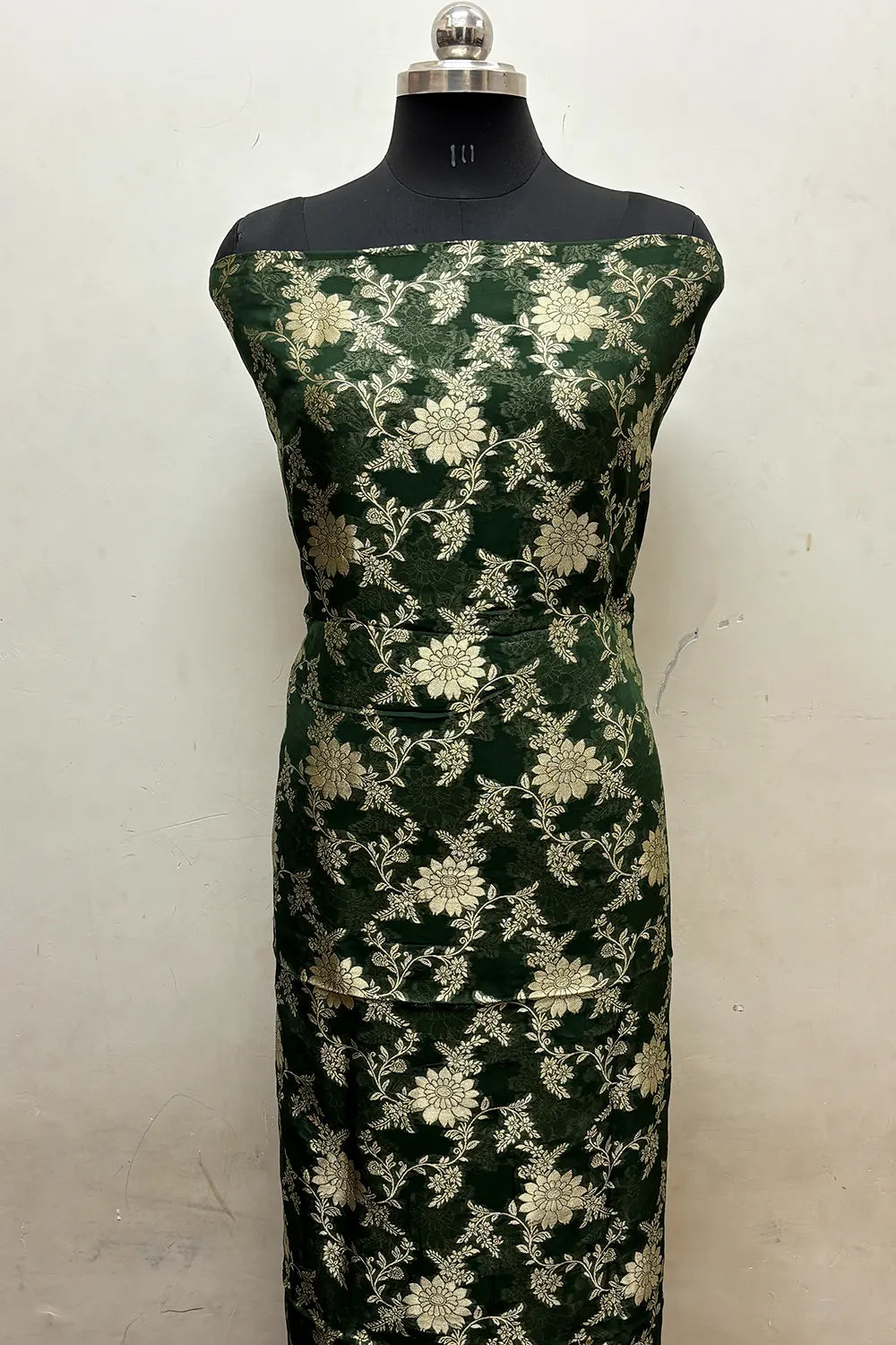 Bottle Green Pure Viscose Georgette Banarasi Suit