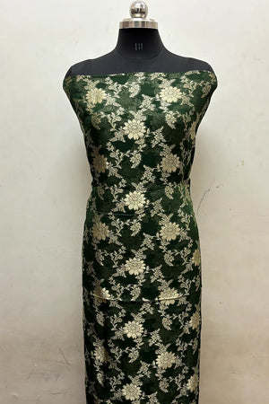Bottle Green Pure Viscose Georgette Banarasi Suit