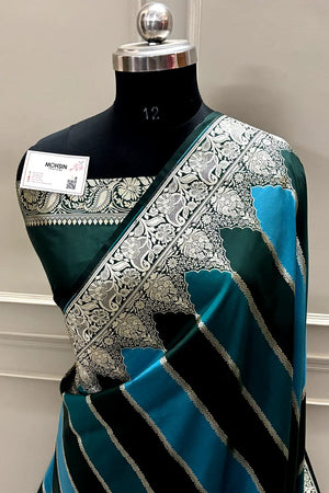 Bottle Green Rangkaat Katan Silk Banarasi Saree