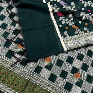 Bottle Green Resham Banarasi Silk Suit