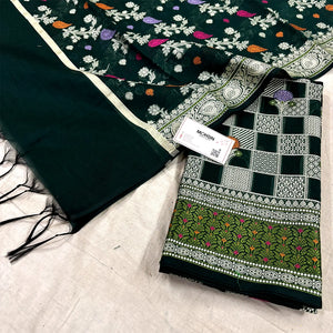 Bottle Green Resham Banarasi Silk Suit