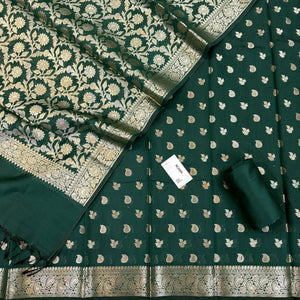 Bottle Green Resham Banarasi Silk Suit