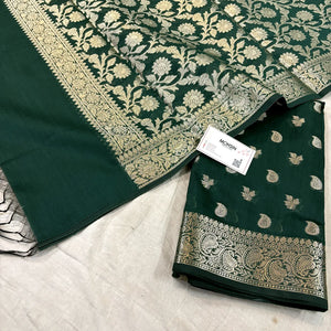 Bottle Green Resham Banarasi Silk Suit
