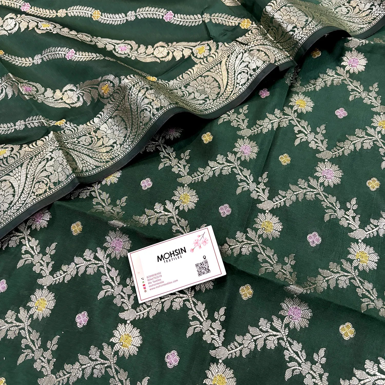 Bottle Green Resham Banarasi Silk Suit