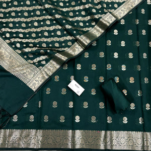 Bottle Green Resham Banarasi Silk Suit