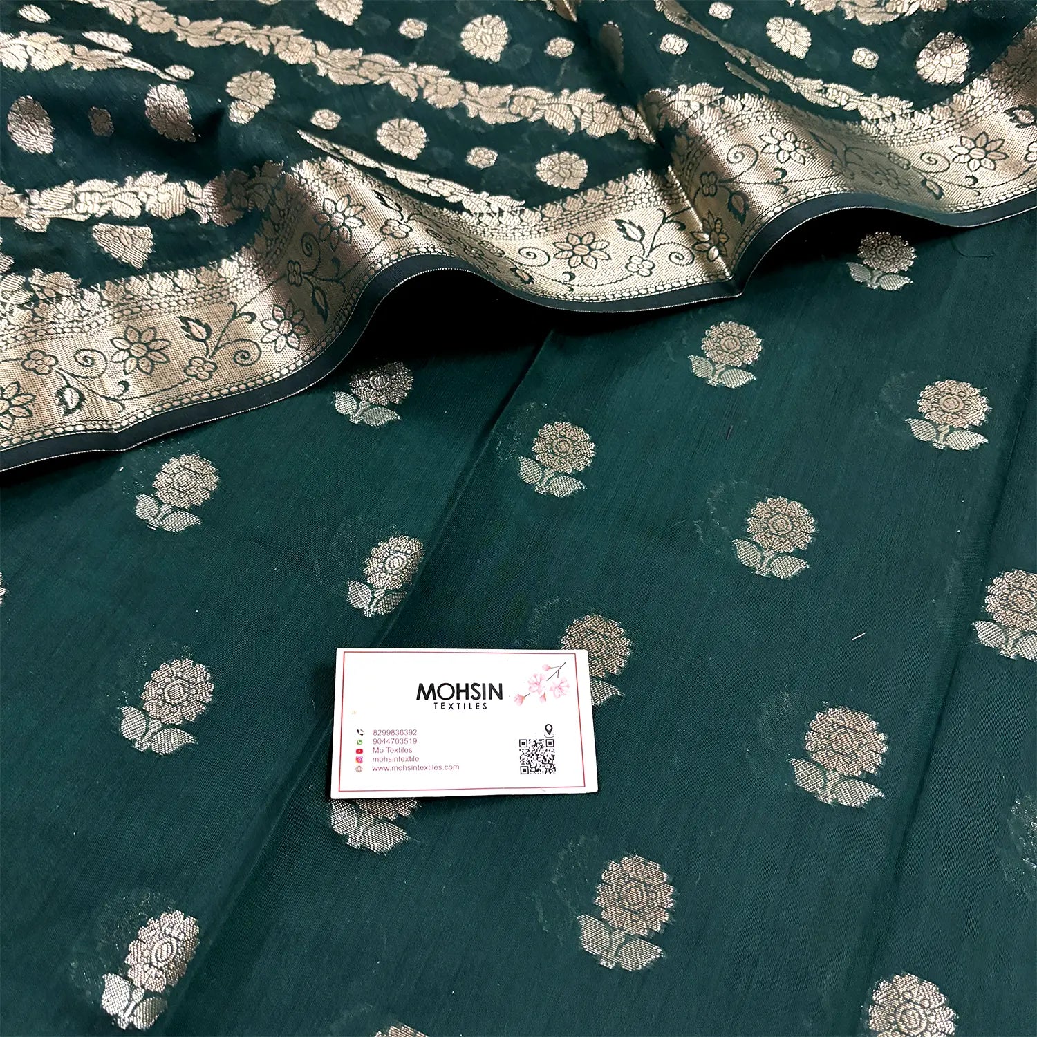 Bottle Green Resham Banarasi Silk Suit