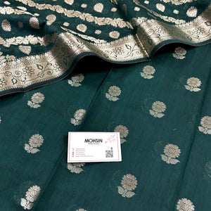 Bottle Green Resham Banarasi Silk Suit