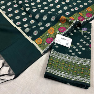 Bottle Green Resham Banarasi Silk Suit