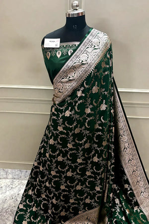 Yellow Suhani Jaal Katan Mashru Silk Banarasi Saree