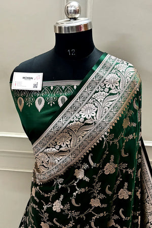 Yellow Suhani Jaal Katan Mashru Silk Banarasi Saree