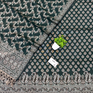 Bottle Green Surahi Buti Cotton Silk Banarasi Suit 