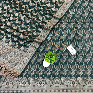 Bottle Green Yoga Jaal Cotton Silk Banarasi Suit