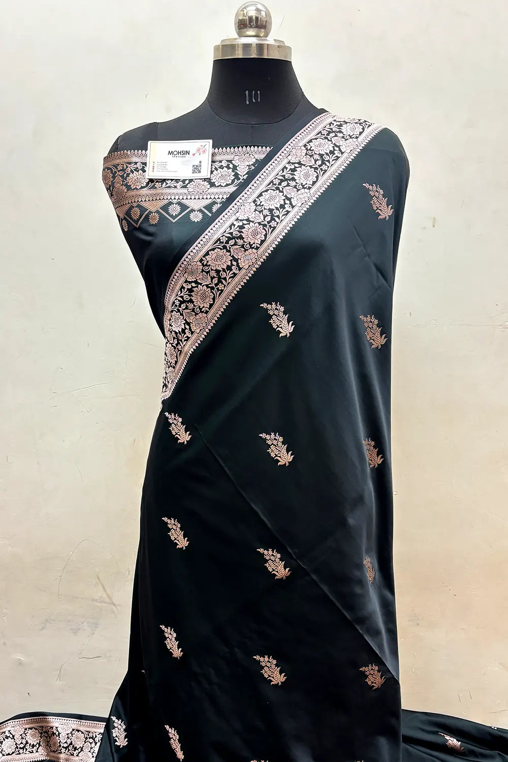Bottle Green Zari Katan Mashru Silk Banarasi Saree