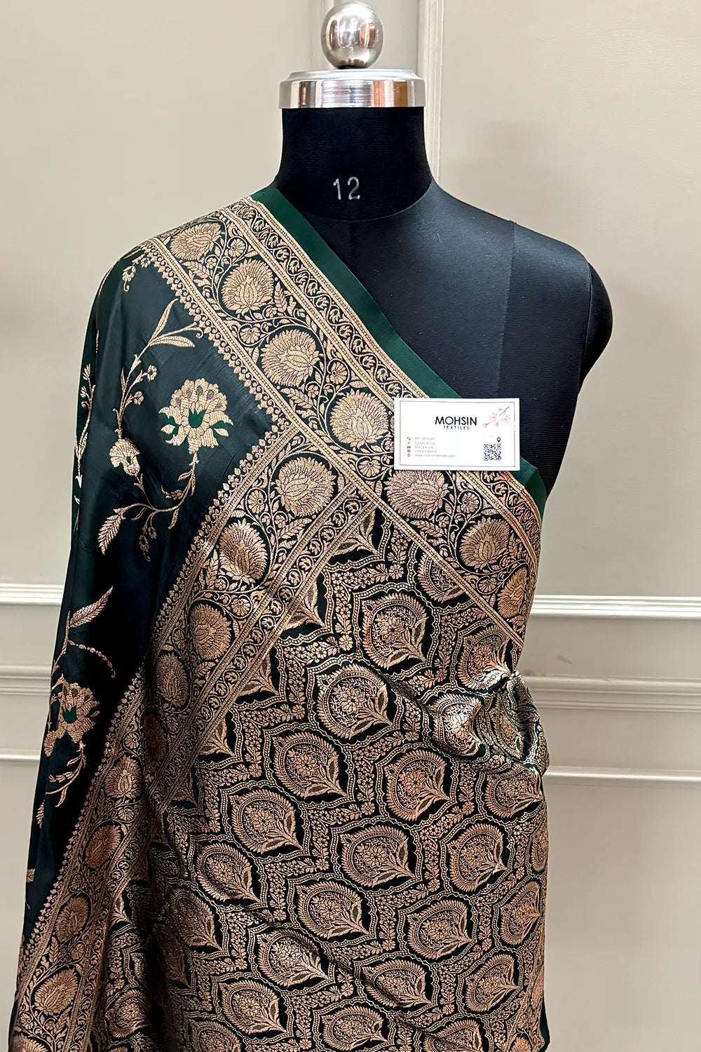 Bottle Green Zari Katan Silk Banarasi Saree