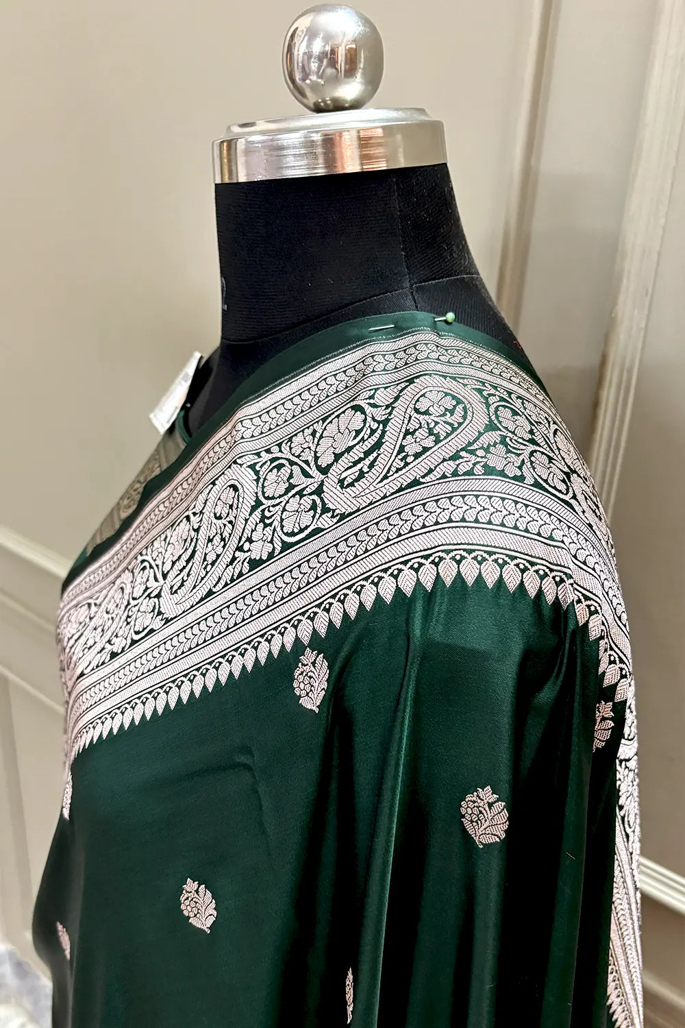 Bottle Green Zari Katan Silk Banarasi Saree