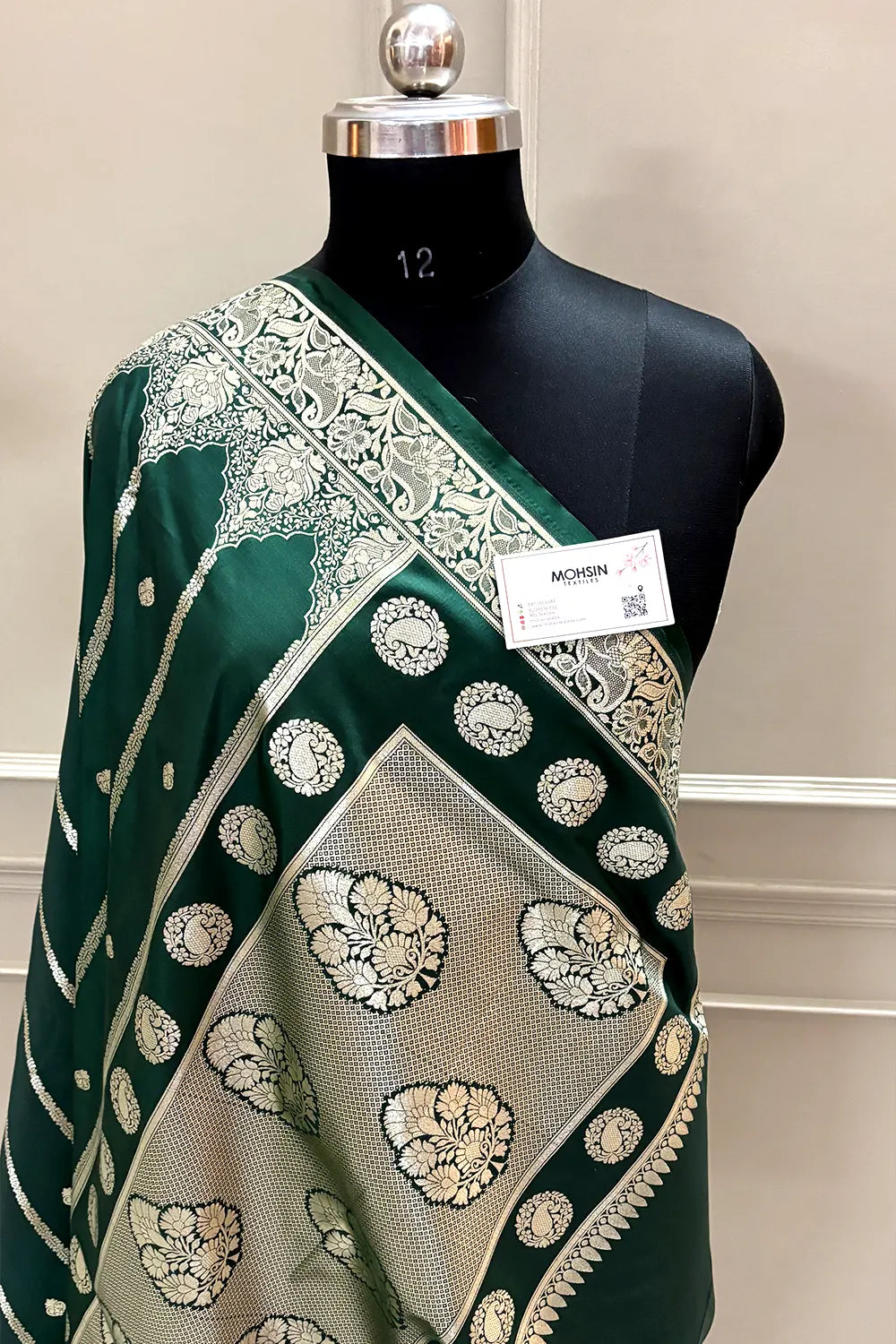Bottle Green Zari Katan Silk Banarasi Saree
