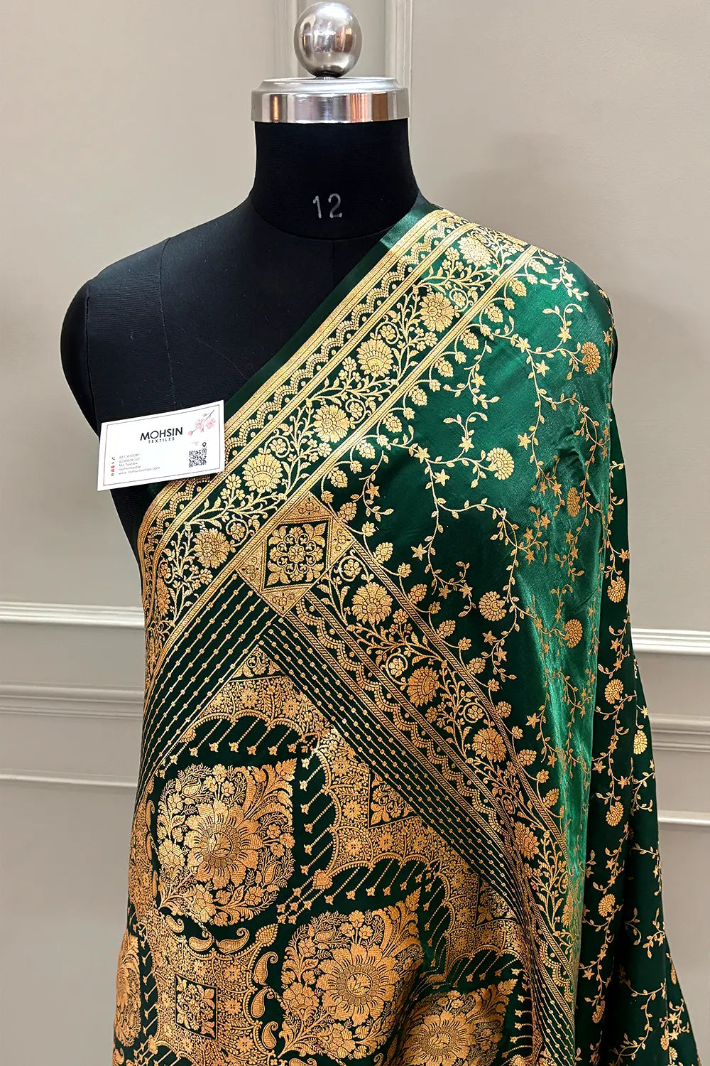 Bottle Green Zari Katan Silk Banarasi Saree