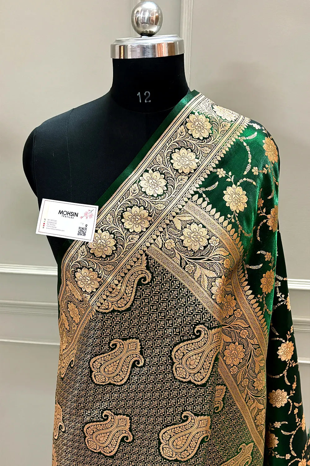 Bottle Green Zari Katan Silk Banarasi Saree