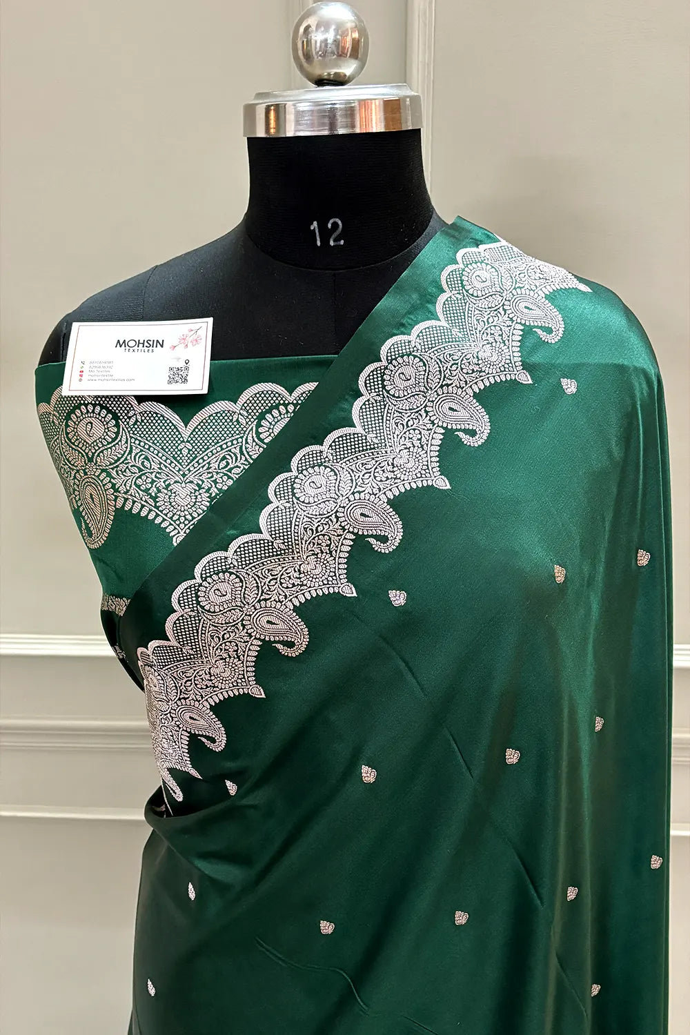 Bottle Green Zari Katan Silk Banarasi Saree