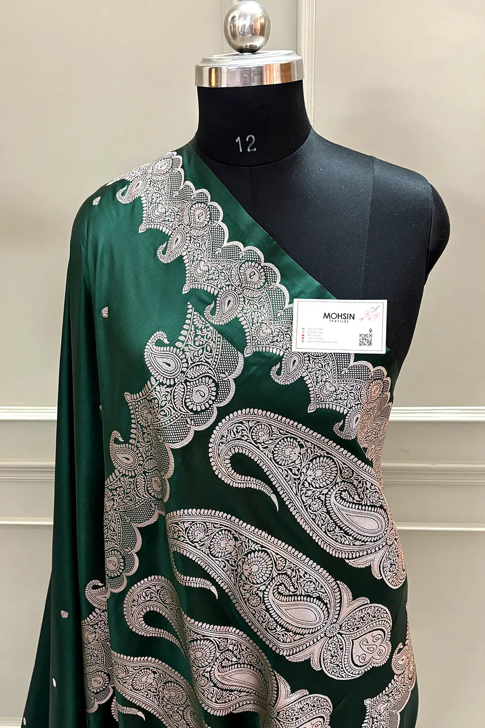 Bottle Green Zari Katan Silk Banarasi Saree