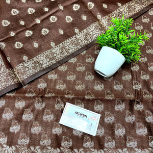 Brown Angoori Buti Cotton Silk Banarasi Suit