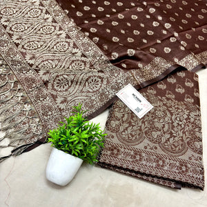 Brown Angoori Buti Cotton Silk Banarasi Suit