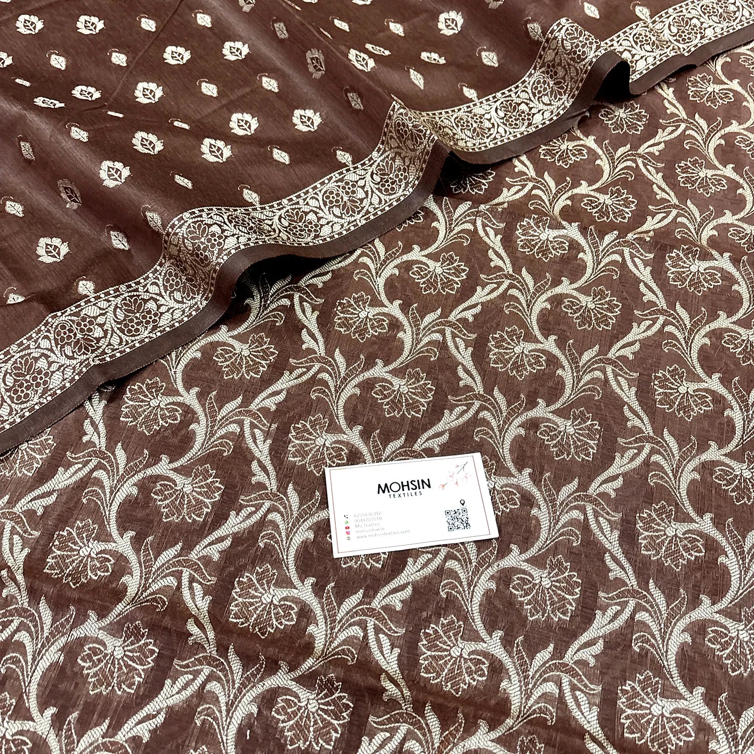 Brown Angoori Jaal Cotton Silk Banarasi Suit
