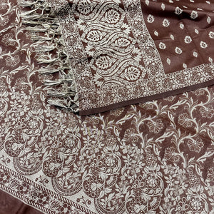 Brown Angoori Jaal Cotton Silk Banarasi Suit