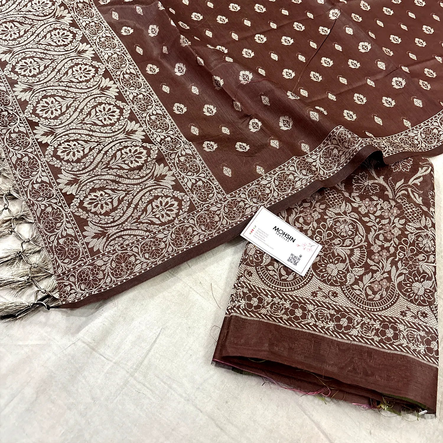Brown Angoori Jaal Cotton Silk Banarasi Suit
