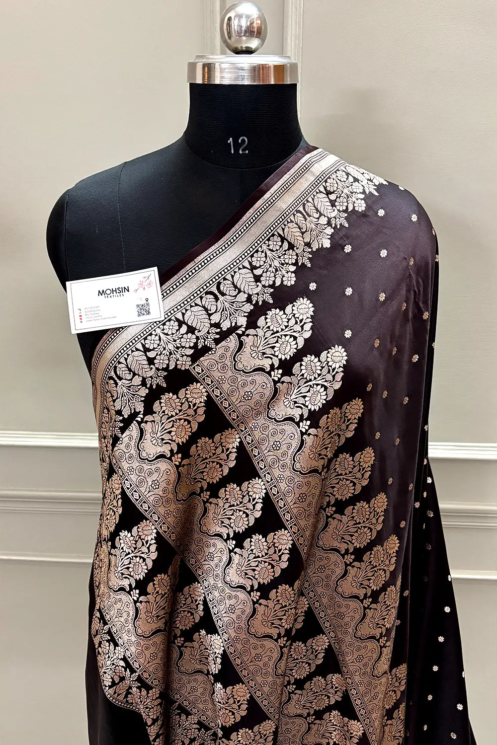 Brown Hawahawai Buti Katan Silk Banarasi Saree