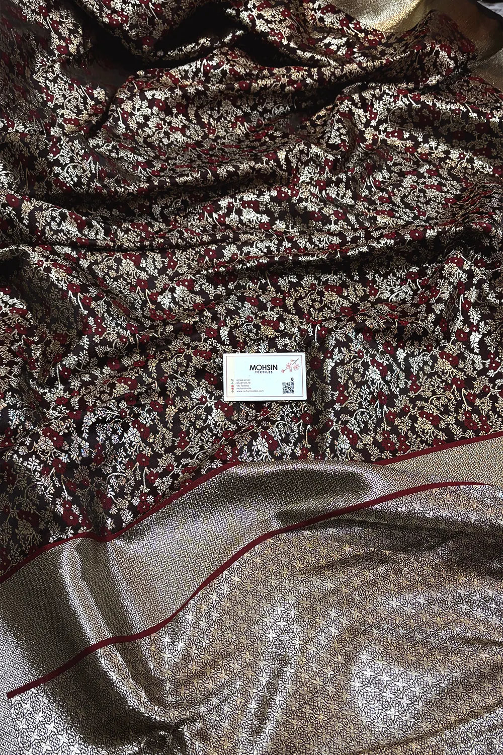 Brown Jamawar Katan Silk Banarasi Saree